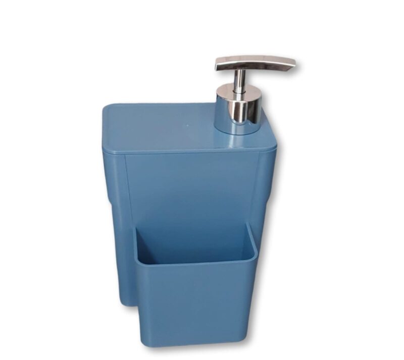 DISPENSER ORGANIZADOR DE PIA 3 EM 1 DETERGENTE ESPONJA RODINHO AZUL PASTEL