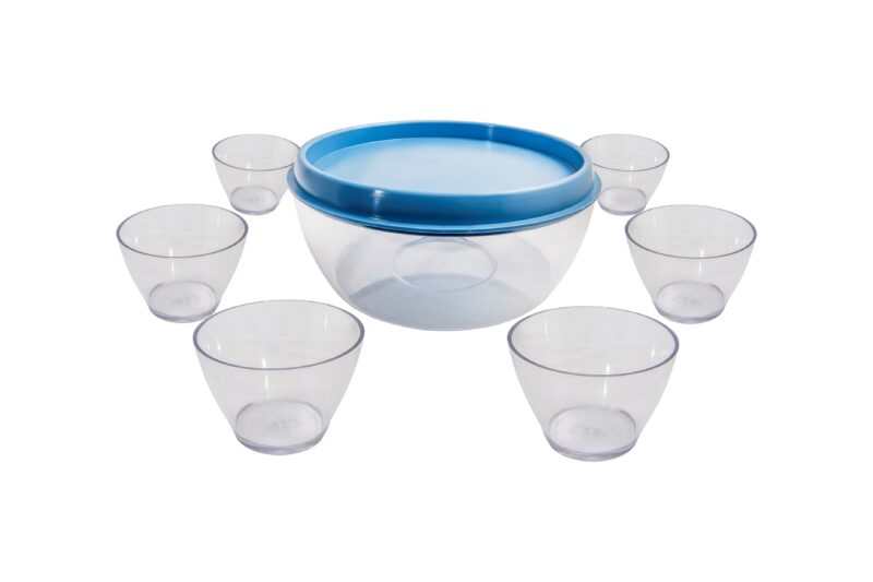KIT SOBREMESA 7 PEÇAS / SALADEIRA ELEGANCE AZUL PASTEL